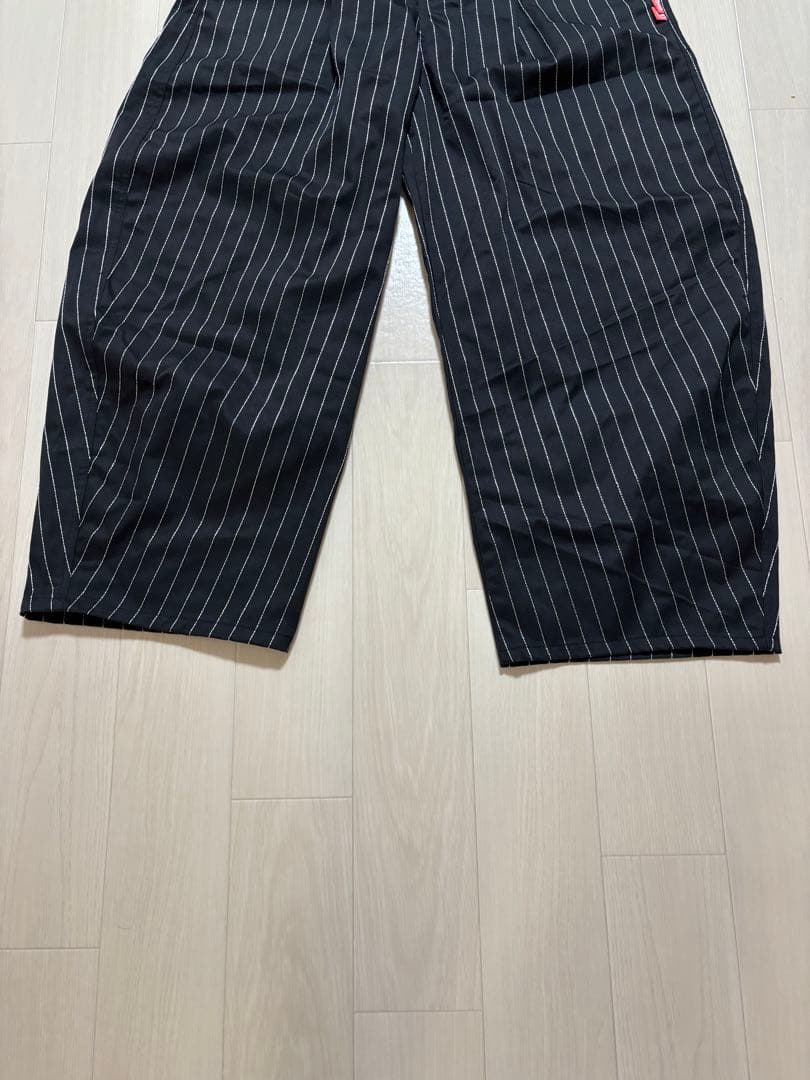 9090 ストライプ　タック　バギーパンツ　Black