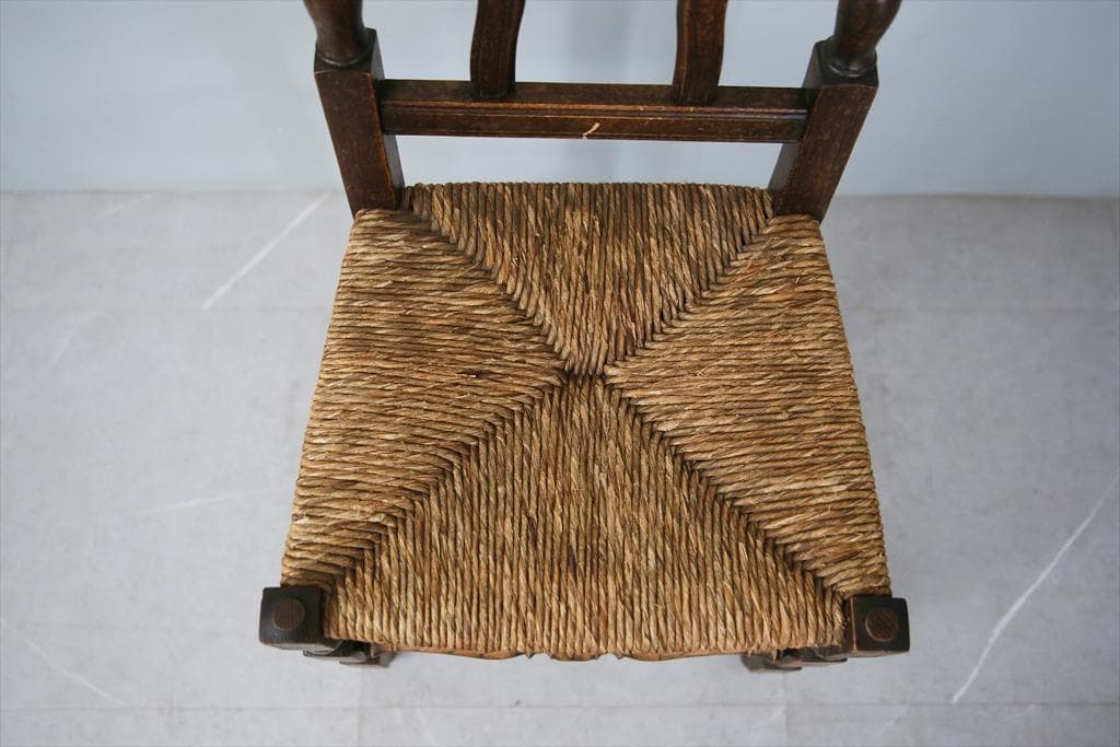 フランスアンティーク木製ダイニングチェア/ラッシュシートイス(90-43-5)