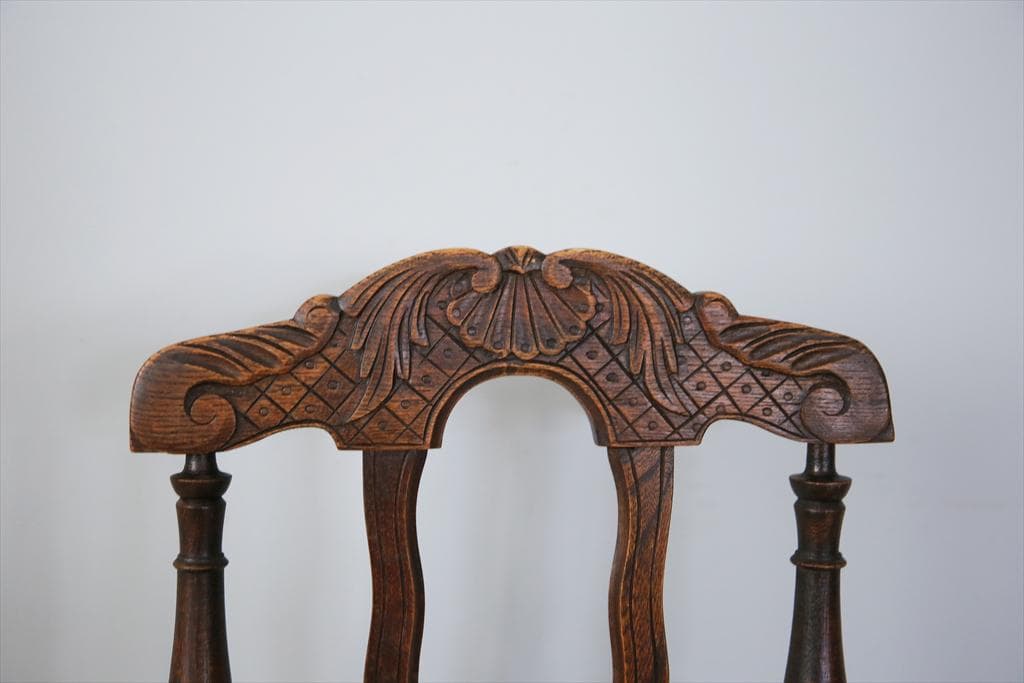 フランスアンティーク木製ダイニングチェア/ラッシュシートイス(90-43-5)