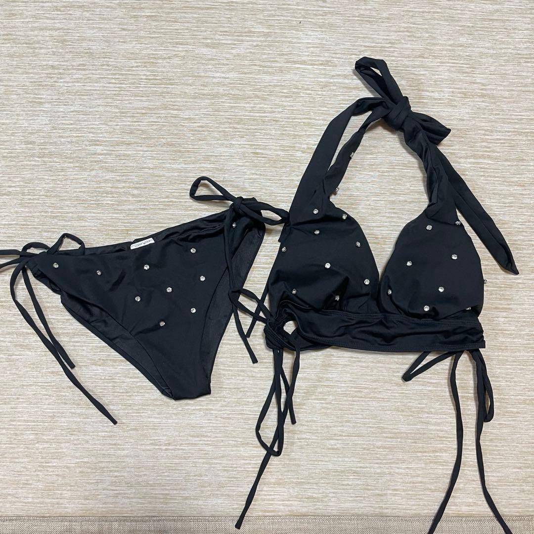 シュガー　sugar ホルターネックビジュービキニ 2点セット　黒　水着