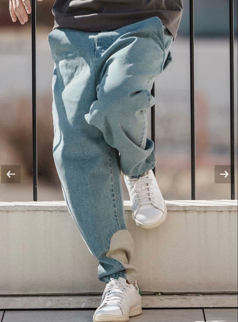 テーパードデニム　CAMBIO カンビオ サルエルパンツ裾リブデニムパンツ