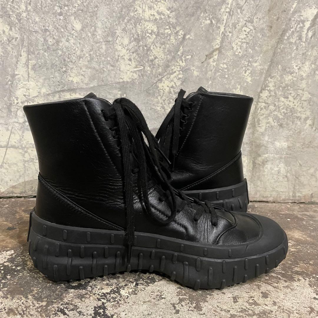 Y-3 ワイスリー レザーハイカットスニーカー ブラック 23.5cm 厚底