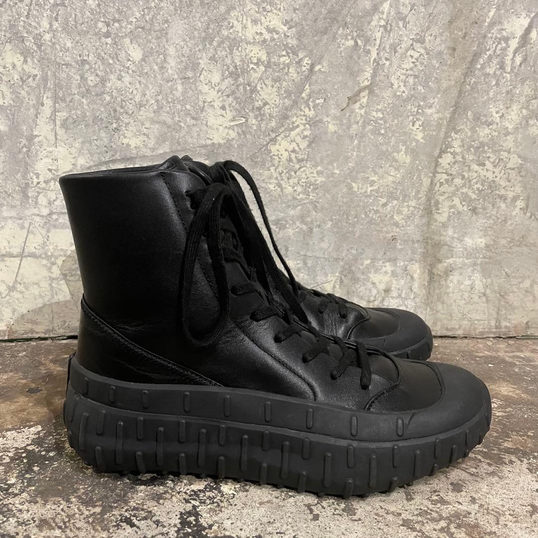 Y-3 ワイスリー レザーハイカットスニーカー ブラック 23.5cm 厚底