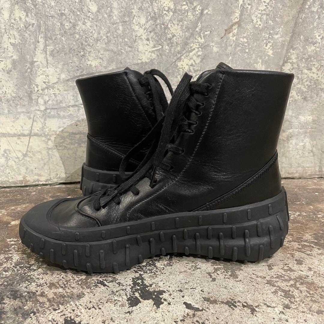 Y-3 ワイスリー レザーハイカットスニーカー ブラック 23.5cm 厚底
