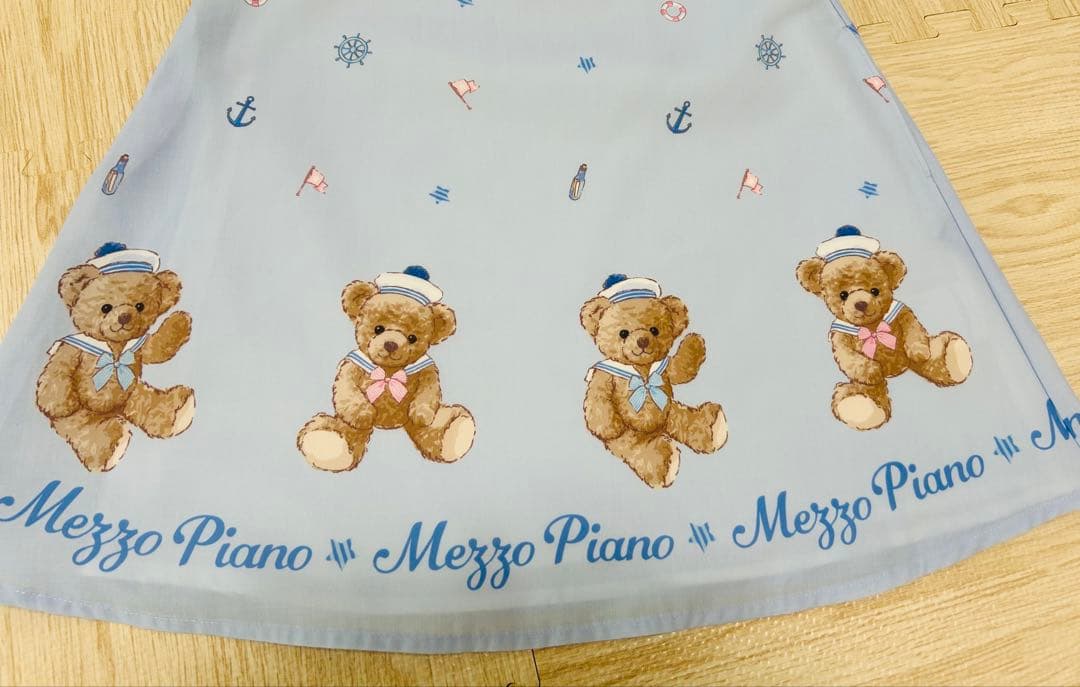 ✨極美品✨メゾピアノ mezzo piano 水色 くまさん マリン ワンピース
