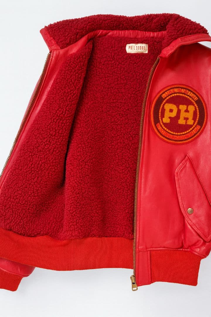 PINK HOUSE　革ジャン フード付き PHロゴ レディース