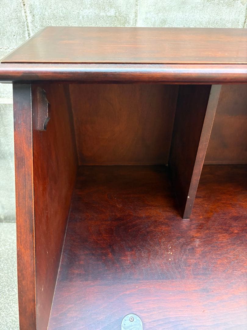 【長野松本民芸家具】天然木ライティングビューロー ダークブラウン　デスクチェスト