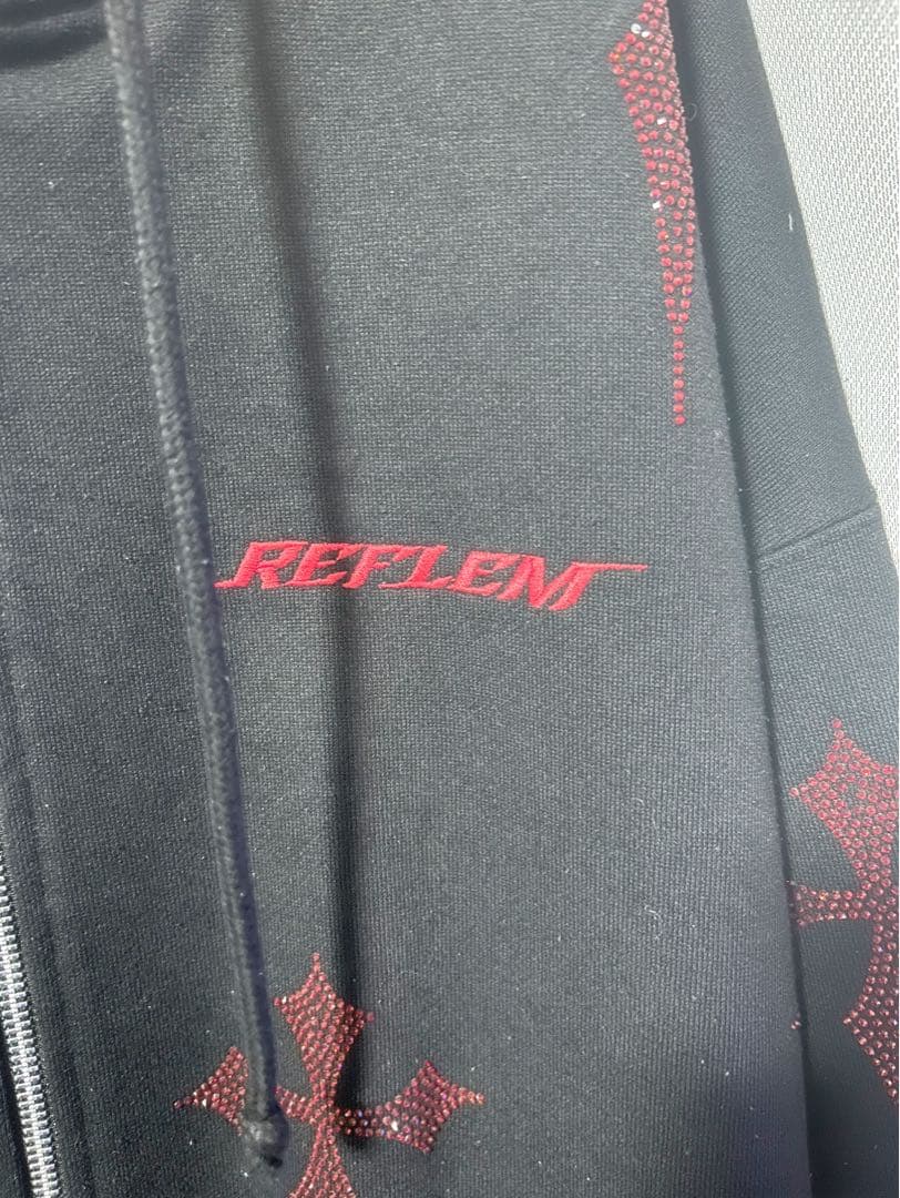 REFLEM レフレム ラインストーン ジップアップパーカー レッド 赤