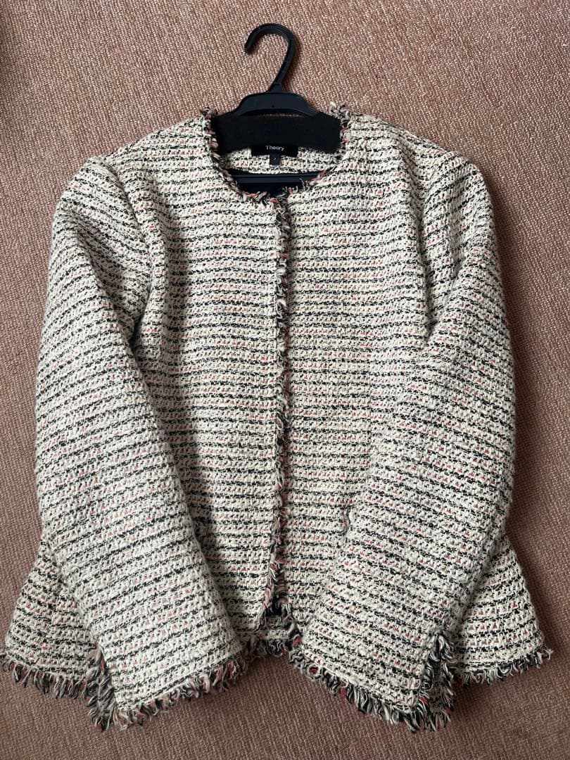 Theory ツイード ノーカラージャケット オケージョン 日本製 サイズ2