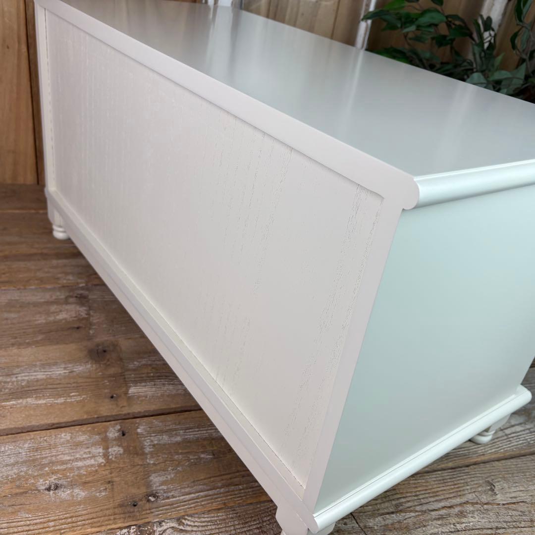 フレンチカントリー調ホワイトチェスト2点セット木製収納家具飾り棚姫系洋タンス