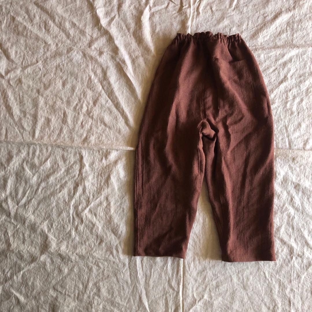 ま*つ様 リネンウールの短めもんぺ　レンガ