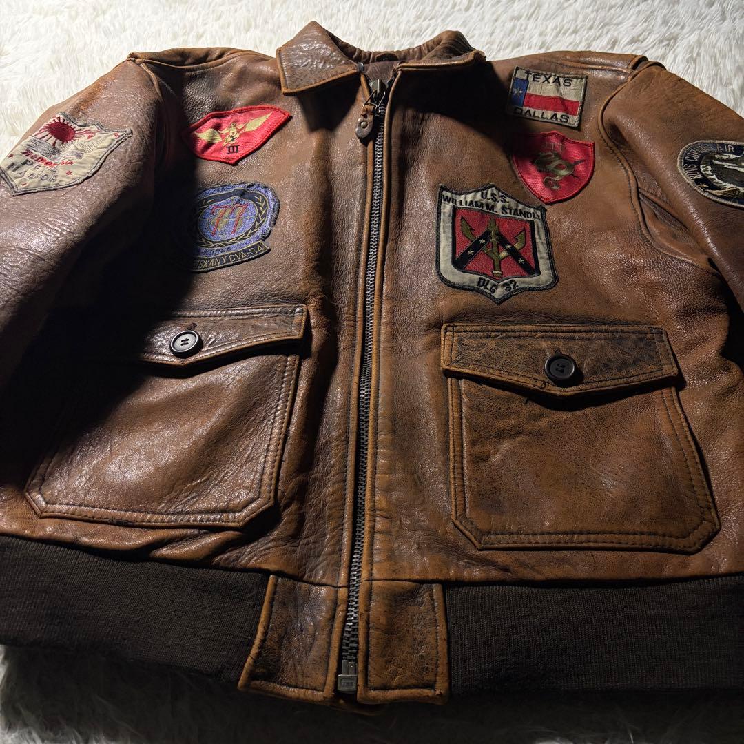 g*5様 【雰囲気抜群】フライトジャケット　 G-1 トップガン　本革　ブラウン