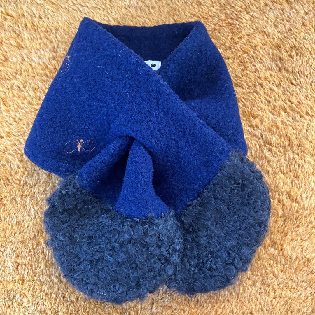 ミナペルホネン　マフラー　ネイビー　新品