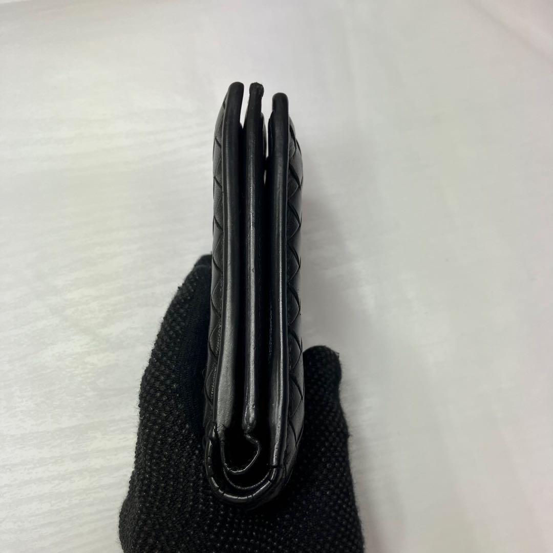 ボッテガヴェネタ✨イントレチャート 本革 レザー 2層 ブラック 二つ折り財布