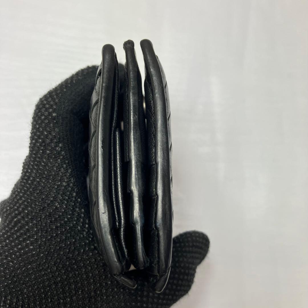 ボッテガヴェネタ✨イントレチャート 本革 レザー 2層 ブラック 二つ折り財布