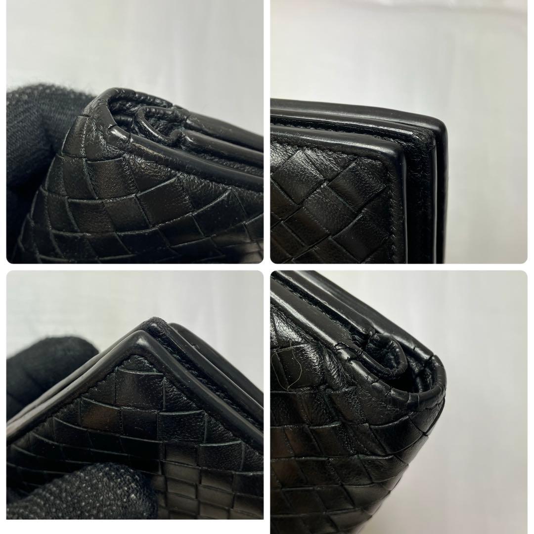 ボッテガヴェネタ✨イントレチャート 本革 レザー 2層 ブラック 二つ折り財布