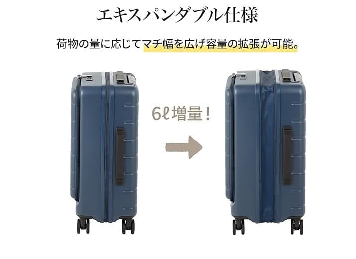 ☆新品 エーススーツケース 機内持込み可 34L/40L容量増 フロントオープン