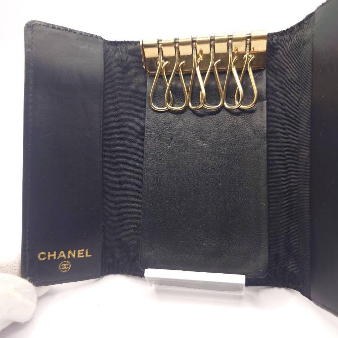 【美品】（6/30まで限定価格）CHANEL ブラックレザー キーケース