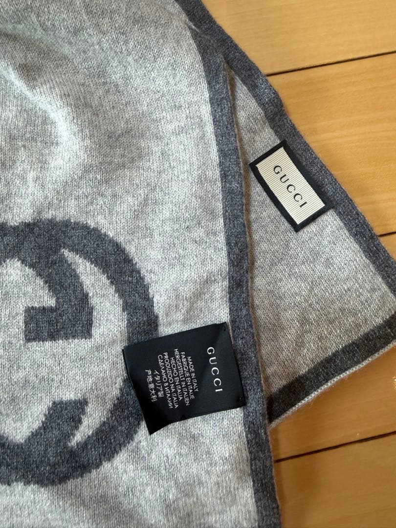 GUCCI グッチ カシミヤマフラー ダークグレー ユニセックス シンプル