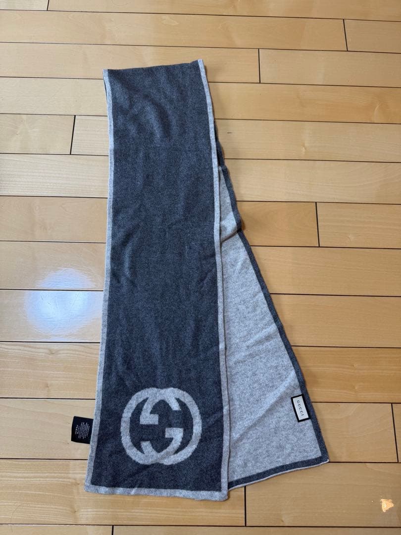 GUCCI グッチ カシミヤマフラー ダークグレー ユニセックス シンプル