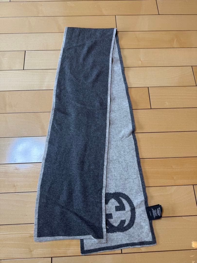 GUCCI グッチ カシミヤマフラー ダークグレー ユニセックス シンプル