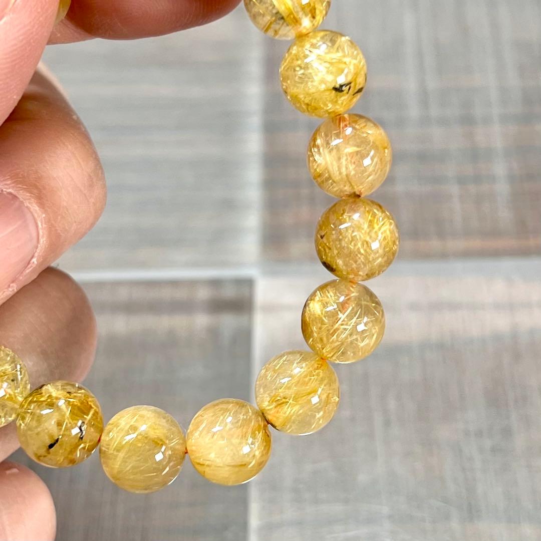 金運強　太陽放射ルチルブレスレット　ヘマタイト　ルチルクォーツ　2-15