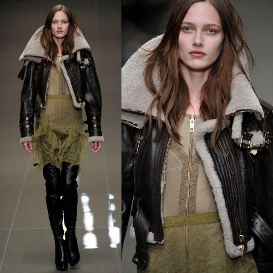 ザラ ZARAフェイク ムートン ミリタリー ファー ボア B-3ジャケット防寒