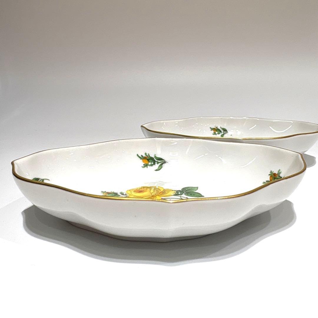 マイセン　バタープレート　黄色の薔薇　イエローローズ　2枚セット