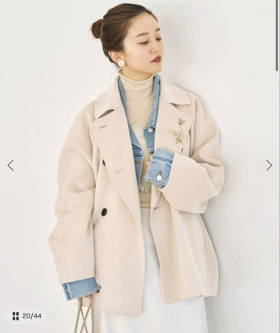 美品　IENA スーパー160ダブルフェイスショートコート　ベージュ　38