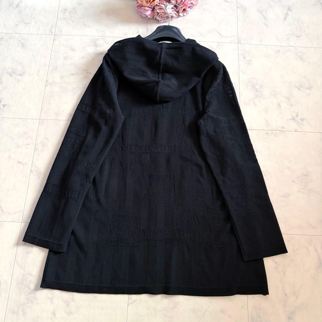 近年モデル★レオナール ロゴ 花柄メッシュ フーディ パーカー 大きいサイズ42