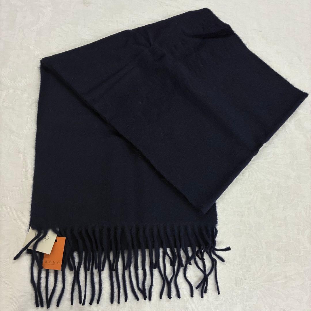 新品・タグ付き 【WAKO】マフラー BEGG ネイビー カシミヤ100%