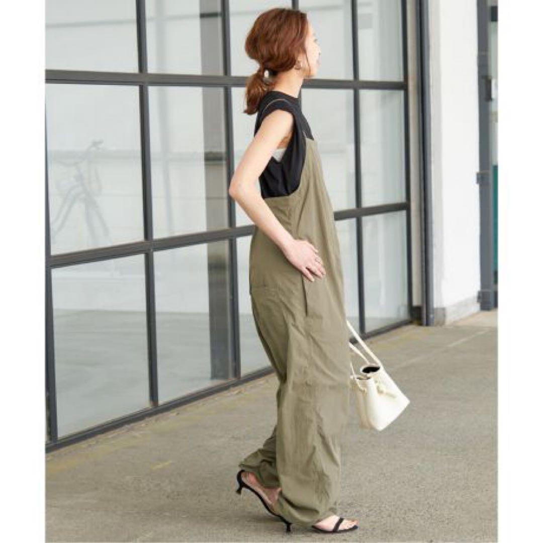 美品 Spick & Span ナイロンオックスコンビネゾン 　カーキ