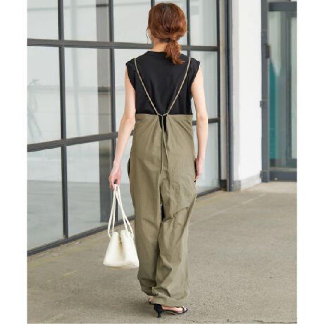 美品 Spick & Span ナイロンオックスコンビネゾン 　カーキ