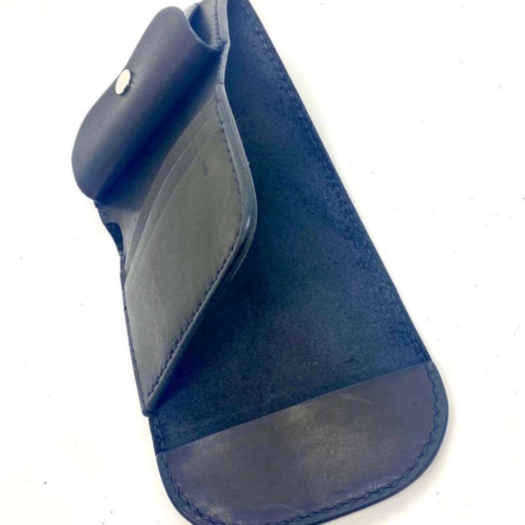 【新作】サドルレザーコンパクト3折財布フラワーコンチョアポロカスタム　ブラック