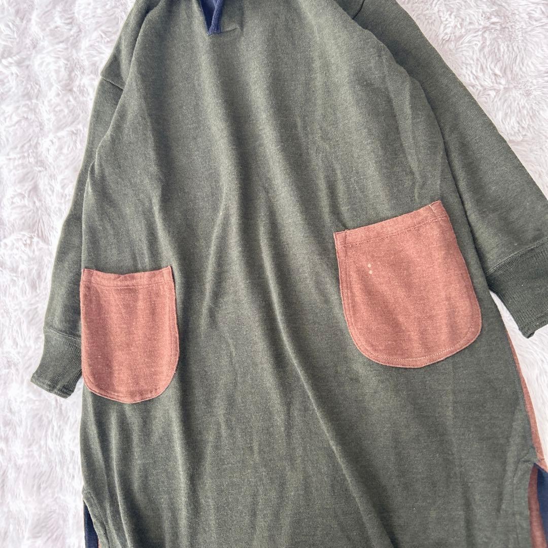 45R★SDL 度詰USモーのニットソードレス ニット　ワンピース　カーキ