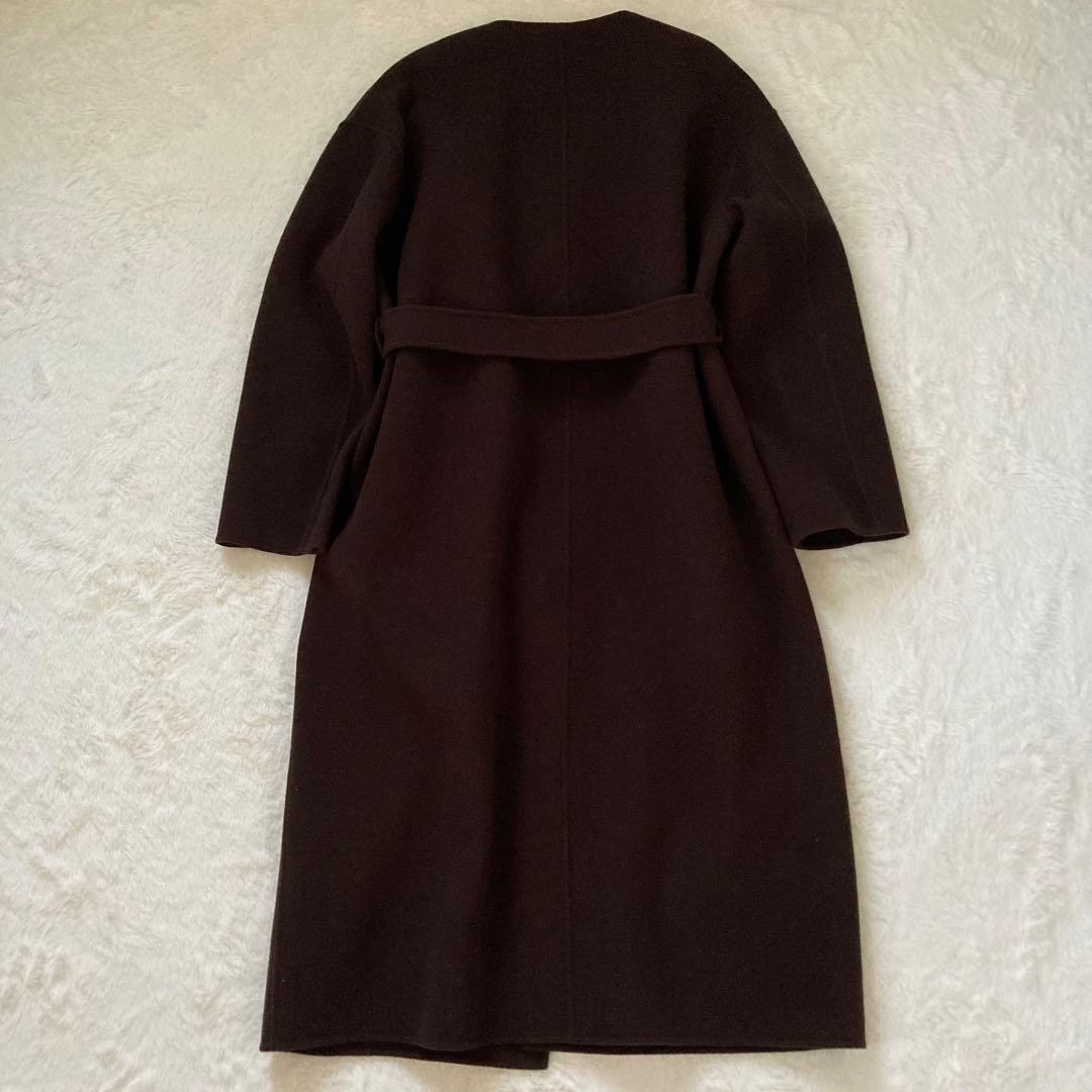 【極美品】UNITED ARROWS.リバーノーカラーローブコート　毛　ゆったり