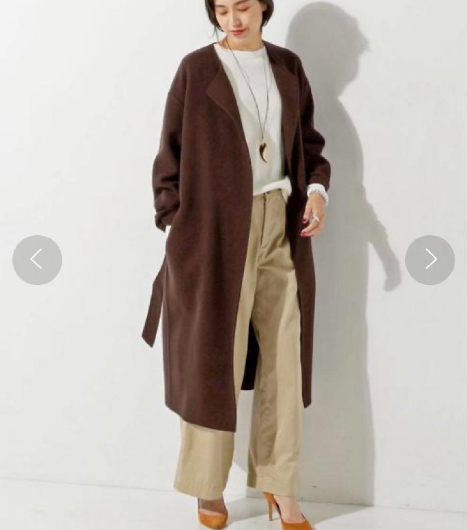 【極美品】UNITED ARROWS.リバーノーカラーローブコート　毛　ゆったり