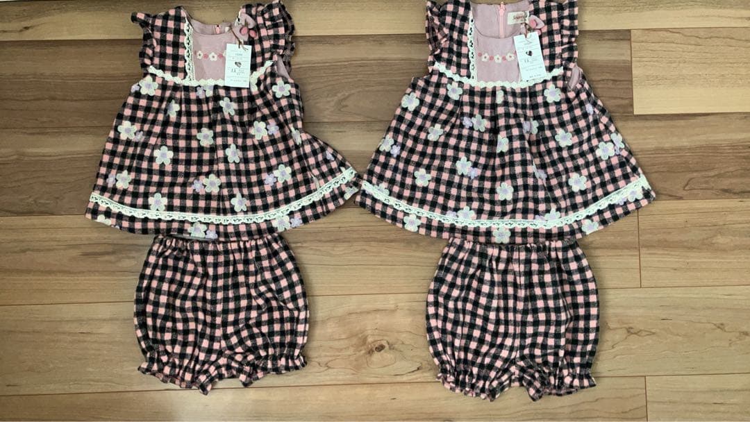 Souris ピンク チェック柄 ドレスセット 80cm