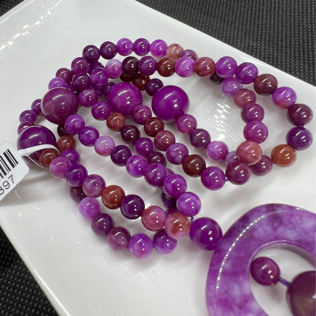 新品　高品質 南アフリカ産 天然舒俱来(スギライト)のネックレス★AB895