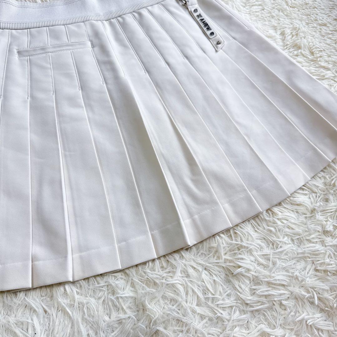 【アニューゴルフ】美品 プリーツスカート ホワイト Lサイズ レディース