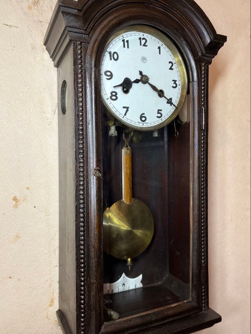 ユンハンス　小型R型　柱時計　古時計　振り子　レトロ　ゼンマイ　精工舎　ボンボン