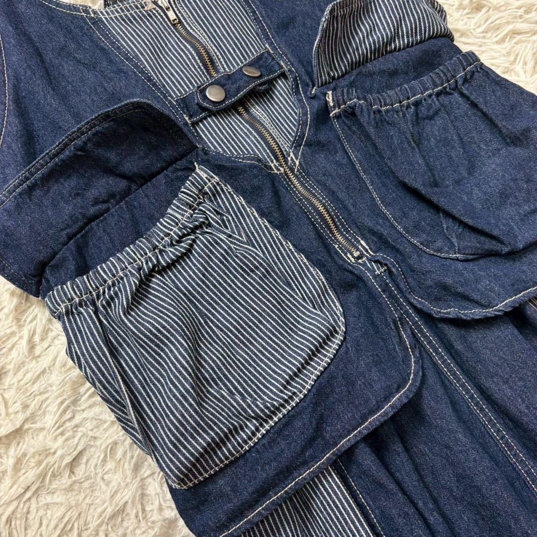 美品　ミリロピュール　ジャンパースカート デニム　レイヤード　切り替え