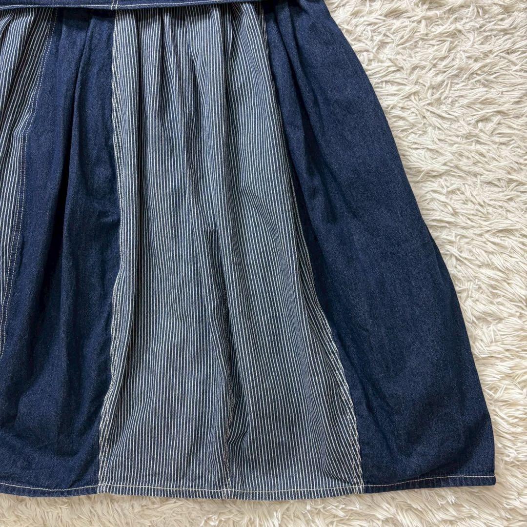 美品　ミリロピュール　ジャンパースカート デニム　レイヤード　切り替え