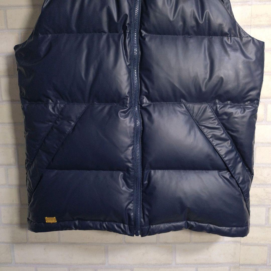 オニツカタイガー★フードロゴ 金プレート モコモコ ダウンベスト ネイビー XL