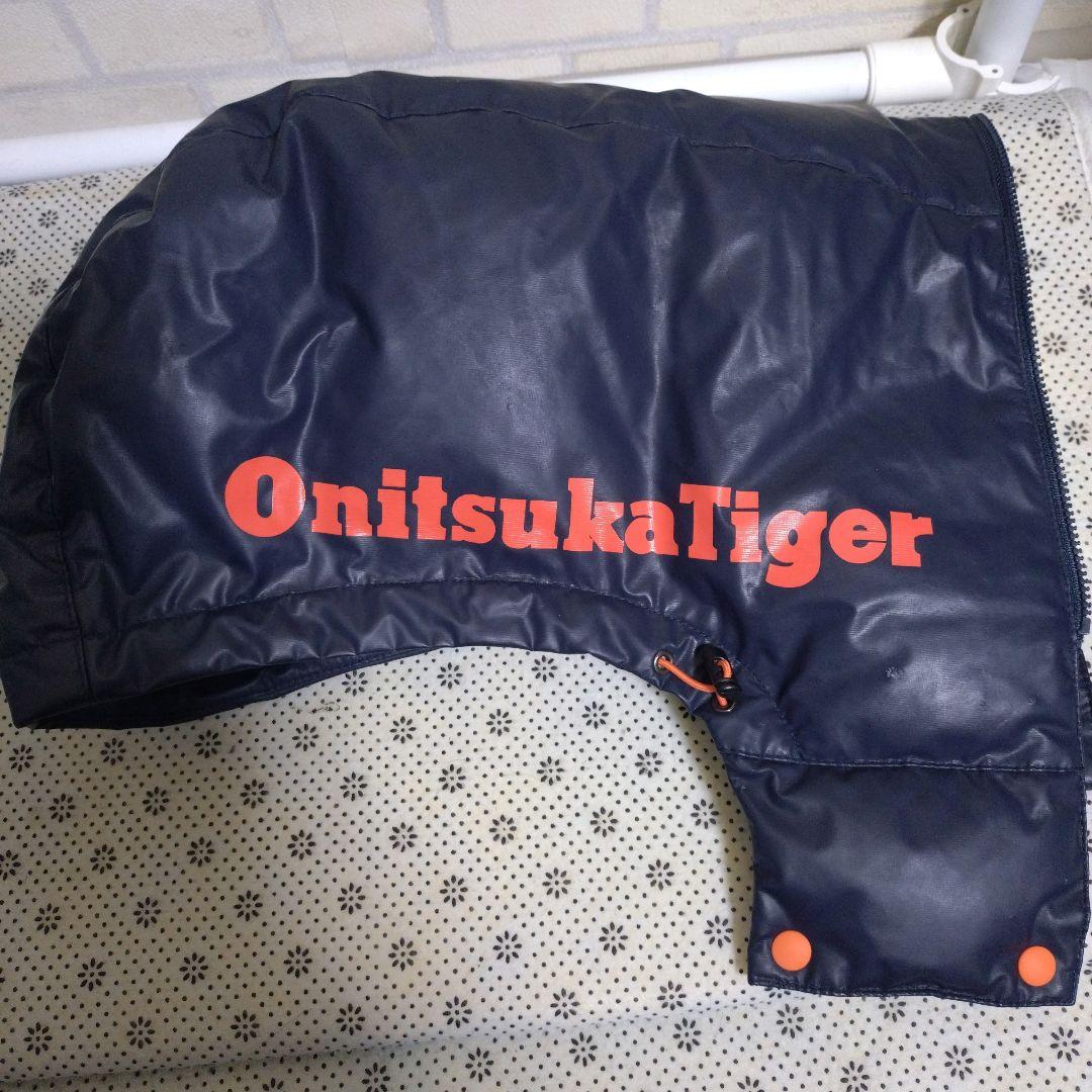 オニツカタイガー★フードロゴ 金プレート モコモコ ダウンベスト ネイビー XL