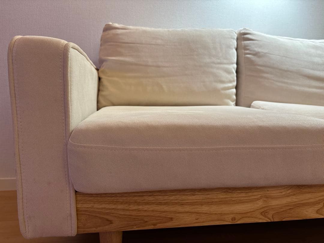 コーデュロイ ソファ 2人がけ アイボリー