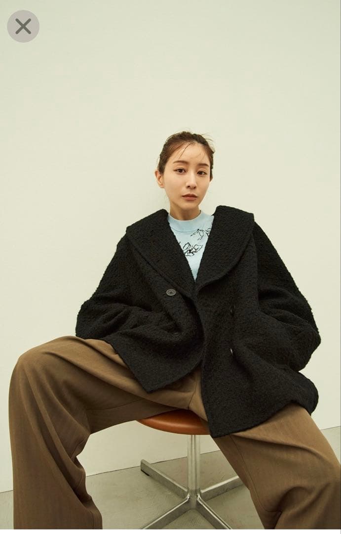 CLANE ブラック ダブルブレストコート