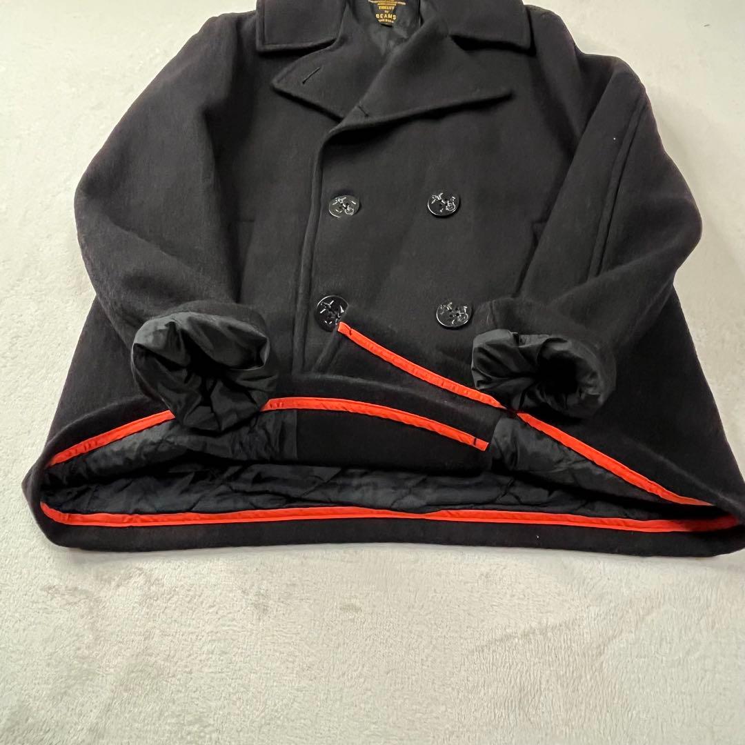 美品 L ビームス フィデリティ ピーコート キルティング パイピング USA黒