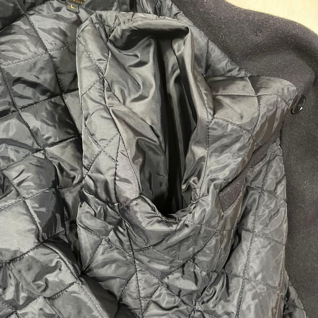美品 L ビームス フィデリティ ピーコート キルティング パイピング USA黒