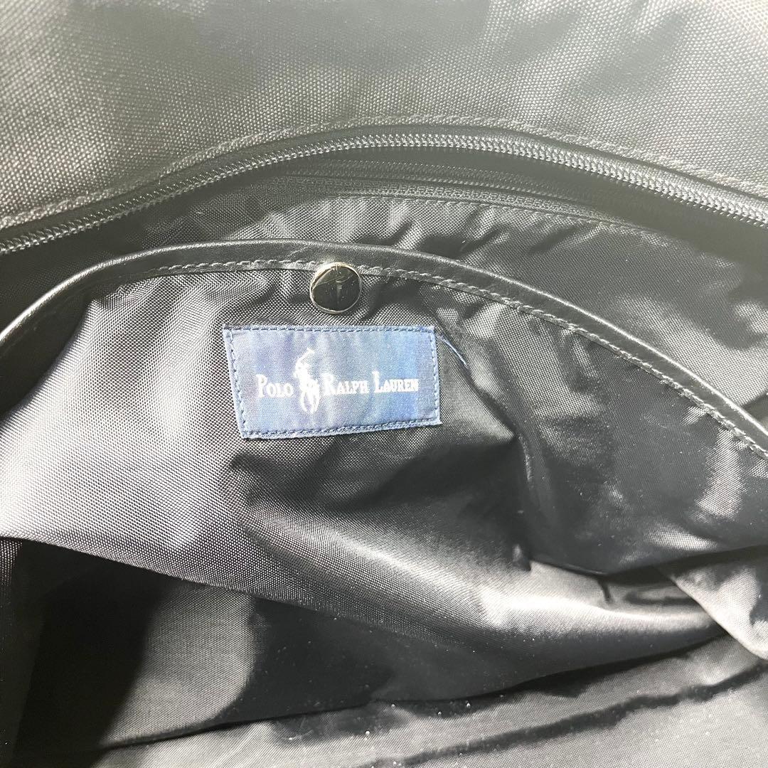 【美品】希少 ポロ ラルフローレン ボストンバッグ レザー×キャンバス ブラック